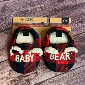 Dearfoams Baby Cozy Plaid Baby Bear Slipper
